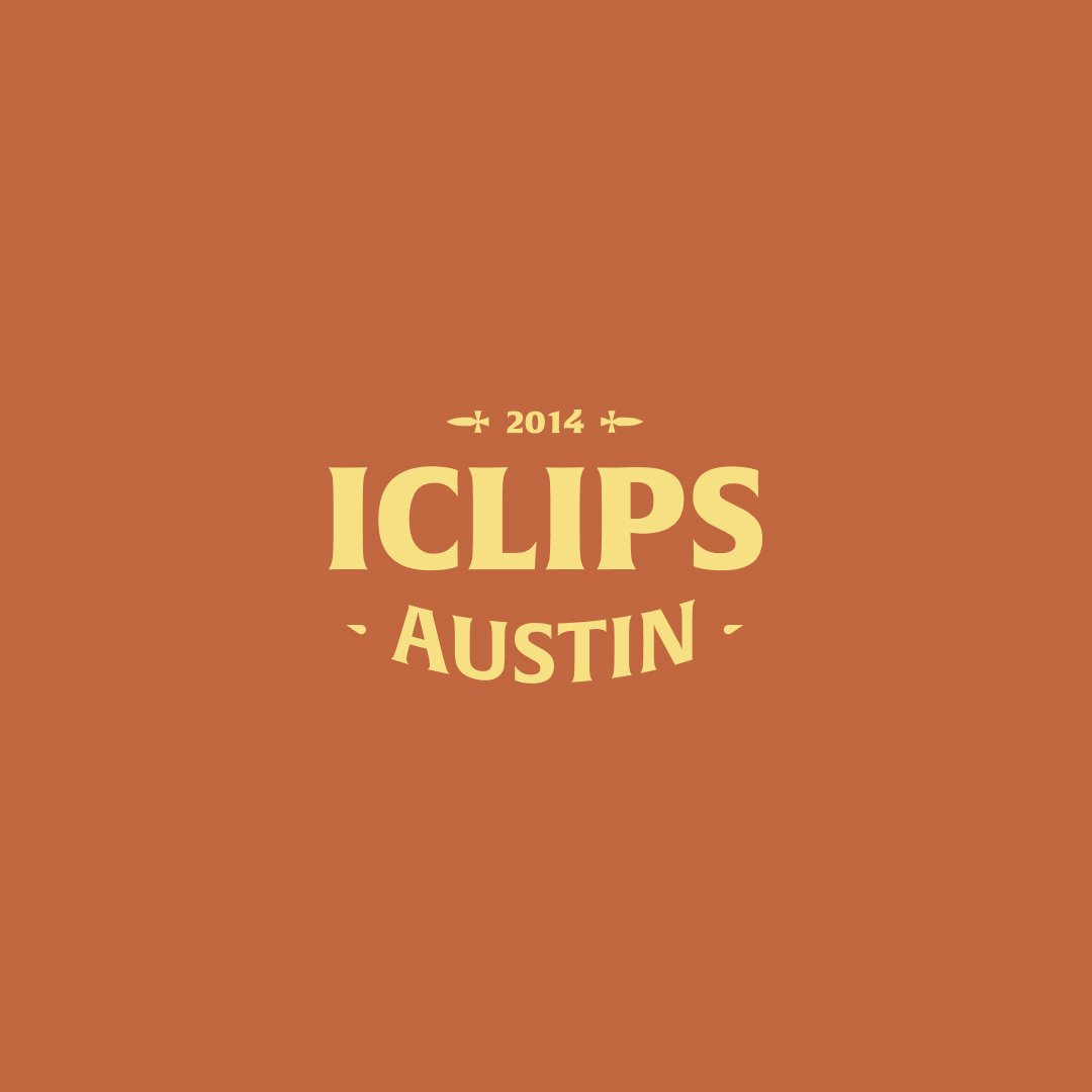 Small Business 6 Text on an orange background reads 2014 ICLIPS Austin in a stylized font, capturing the essence of unlimited graphic design possibilities with a hint of creative flair.